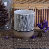 500ml Bark Pattern Hand Painted Ceramic Candle Holders with Metal Glazed