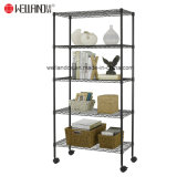 Livingroom 80kg Light Duty Shelf Metal Storage Rack Adjustable 5 Level Shelves Unit on Wheels