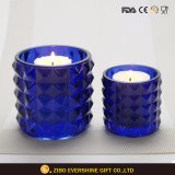 Dark blue Glass Candle Cup Embossed Candle Holders