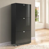 Glance Black 3 Drawer High Gloss Shoe Cabinet (HF-EY08191)