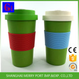 14oz Bamboo Fiber Coffee Mug and Cup with Silicone Holder, Green Water Bottle
