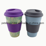 Bamboo Dinnerware, Eco Friendly Cup, Bamboo Travel Mug with Silicone Lid and Sleeves