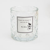 Hot Sell Square Embassment Transparent Glass Candle Cup