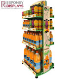 Strong Square Tube Trays Orange Juice Display Stand Floor Metal Beverage Shelf Rack