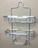 3-Tier Anti-Rust Aluminum Bathroom Shelf Shower Wall Shelves Rack Storage Organizer with Basket and Hook, for Shampoo