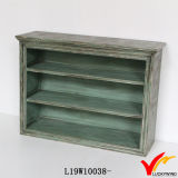Green Vintage Wear Wooden Standing Cabinet Style Shoe Rack