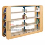 Double Side Shelves Adjustable 4 Layers Library Shelf for Book with Metal Frame Sf-07b