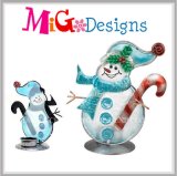 New Promotion Snowman Christmas Gifts Metal and Glass Candle Holder