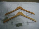 Natural Wooden Hanger with 2 Clips