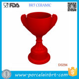 Red Trophy Shape Kitchen Ceramic Egg Cup Holder