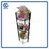 Multi-Tiered Black Metal Wire Display Stand with Strengthened Legs