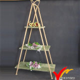 Triangle Vintage Wood Board Metal Flower Pot Rack