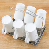 Metal Kitchen Table Stand Glass Cup Holder with Plastic Tray