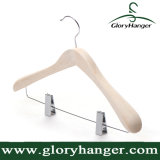 Natural Wooden Hanger, Suit Hanger with Matel Hook/Two Clip