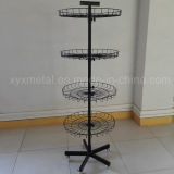 Rotating Display Shelving Stand with Wire Basket