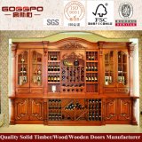 Home Furniture Solid Oak Wine Cabinet Wooden Wine Rack (GSP9-038)