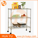 Movable Chrome Gloss Wire Caddie with Three Tiers
