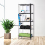 Free Standing Black Coated 5 Shelves Light Duty Household Metal Wire Storage Rack Units