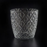 Popular Glass Candle Holder with Different Embossed Pattern