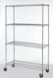 High Quality Chrome Commercial 4 Layer Shelf Adjustable Steel Wire Metal Shelving Rack