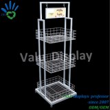 Moveable Metal Wire Basket Display Rack with 4 Wheels
