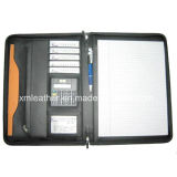 Promotional A4 Zipper Leather Compendium with Calculator