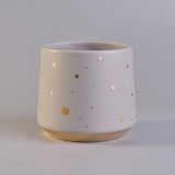 Gold Color Dots Cermic Candle Holders