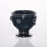 Diamond Decoration Lantern Black Ceramic Cup for Candle Holder