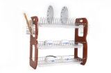 3 Layers Kitchen Metal Wire Dish Drainer Rack Wooden Board (JP-DR22315)