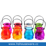 Colorful Glass Candle Holders with Handle