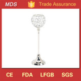 Globe Candlestick Diamond Glass Candle Holder with Silver Stem