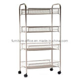 4 Layers Mobile Wire Shelving with Basket