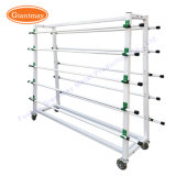 Rolling Store Double Sides Floor Standing Hanging Curtain Cloth Product Wallpaper Fabric Roll Display Rack for Fabrics