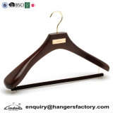 Custom Luxury Walnut Wooden Coat Suit Hanger with Locking Bar