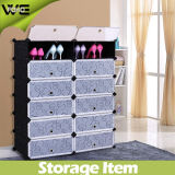 DIY 12-Cube Shoe Cabinet Plastic Shoe Storage Organizer with Doors