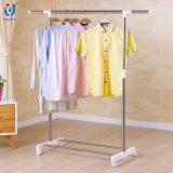 Extendable Stainless Steel Single Rod Clothes Hanger with Mesh Metal Clothes Rack