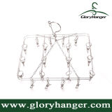 New Design Foldable Sock / Underwear Drying Metal Hanger with 20 Clips ((GLMH15)