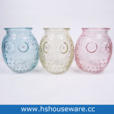 Owl Shaped Coloured Glass Candle Holders