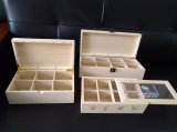 Eco-Friendly Customized Pine Wood Compartments Clear Window Wooden Tea Boxes