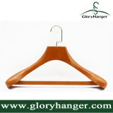 Nut-Brown Luxury Wooden Hanger with Antiskid Square Rod