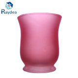 Custom Glass Vase with Frosting and Pink Painting