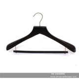 Black Wooden Clothes Coats Hanger with Bar, Wood Hangers for Jeans