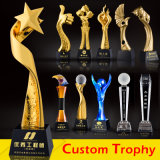 Wholesale Promotion Custom Metal Craft Crystal Trophy Cup Golf Soccer Football K9 Sport Award Acrylic Star Resin Glass Gold Medal Trophy for Souvenir Event Gift