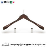 Luxury Wooden Hotel Anti-Theft Coat Hanger with Clips