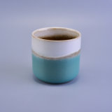 White and Blue Glazed Ceramic Wax Pot Candle Cup Votive Holders