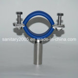 Stainless Steel Pipe Holder with Blue Rubber Insert