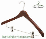 Wood Clothing Hanger with Clips for Man Jacket Display