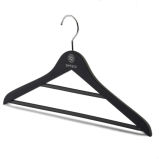 Best Quality Black Felt Wooden Hanger with Double Bars for Sale