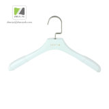 White Non-Slip Wood Shirt Hanger with Nickel Square Hook