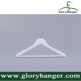 Fashion White Solid Wood Hangers with Pant Bar